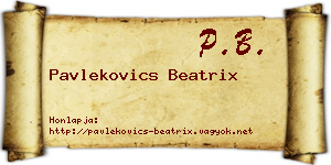 Pavlekovics Beatrix névjegykártya